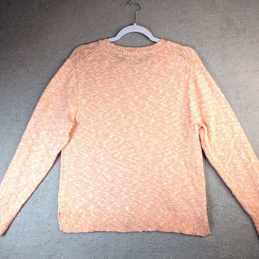 J Crew Orange Sherbet Marl Heather Lightweight Sweater Womens M Coastal Spring - Picture 3 of 11